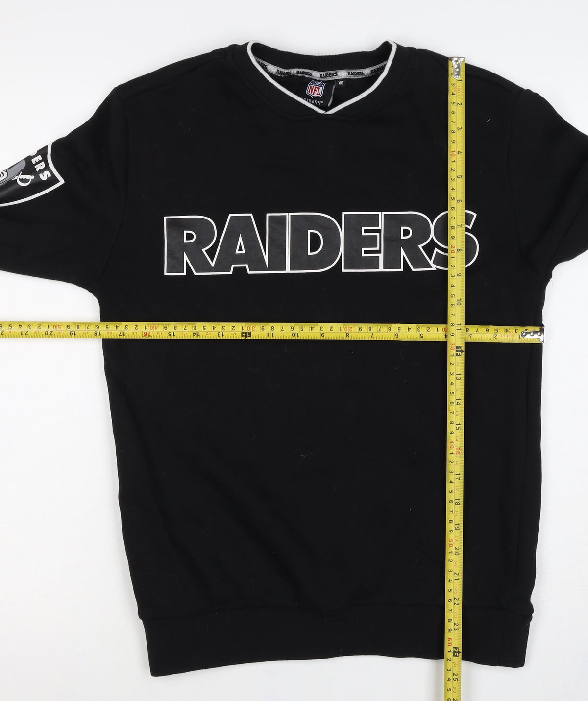 Primark Mens Black XS Raiders NFL Graphic Print Crew Sweatshirt