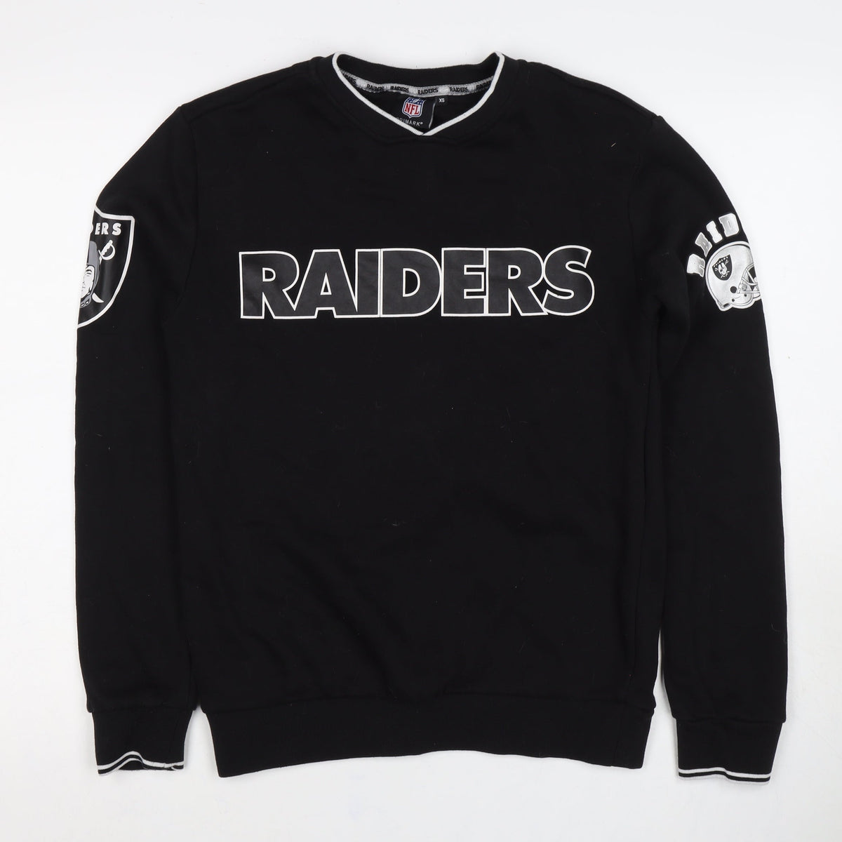 Primark Mens Black XS Raiders NFL Graphic Print Crew Sweatshirt