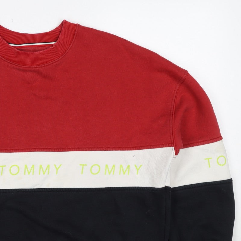 Tommy Jeans Women’s Red Colourblock Logo Sweatshirt Size S