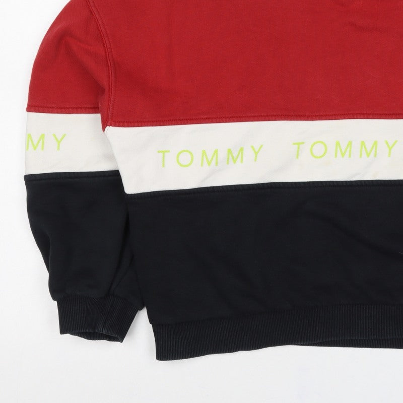 Tommy Jeans Women’s Red Colourblock Logo Sweatshirt Size S