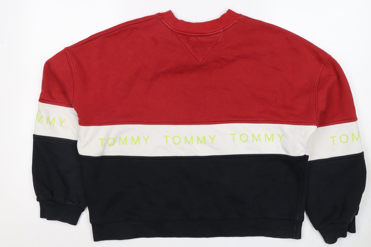Tommy Jeans Women’s Red Colourblock Logo Sweatshirt Size S