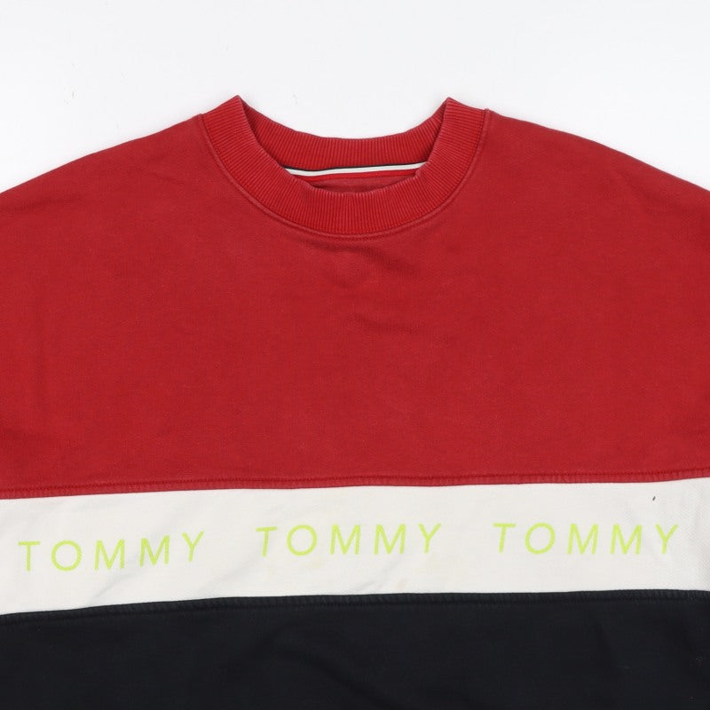 Tommy Jeans Women’s Red Colourblock Logo Sweatshirt Size S