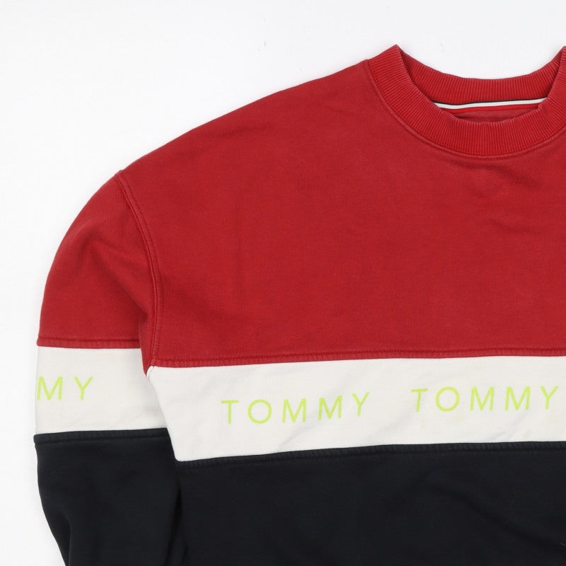 Tommy Jeans Women’s Red Colourblock Logo Sweatshirt Size S