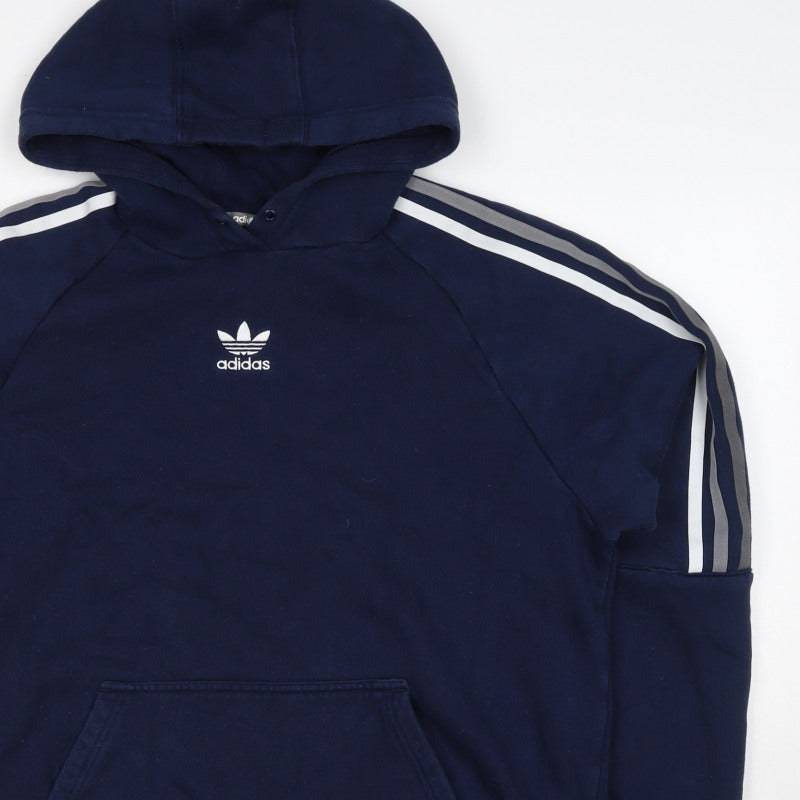 Adidas Women’s Blue M Trefoil 3 Stripe Pullover Hoodie
