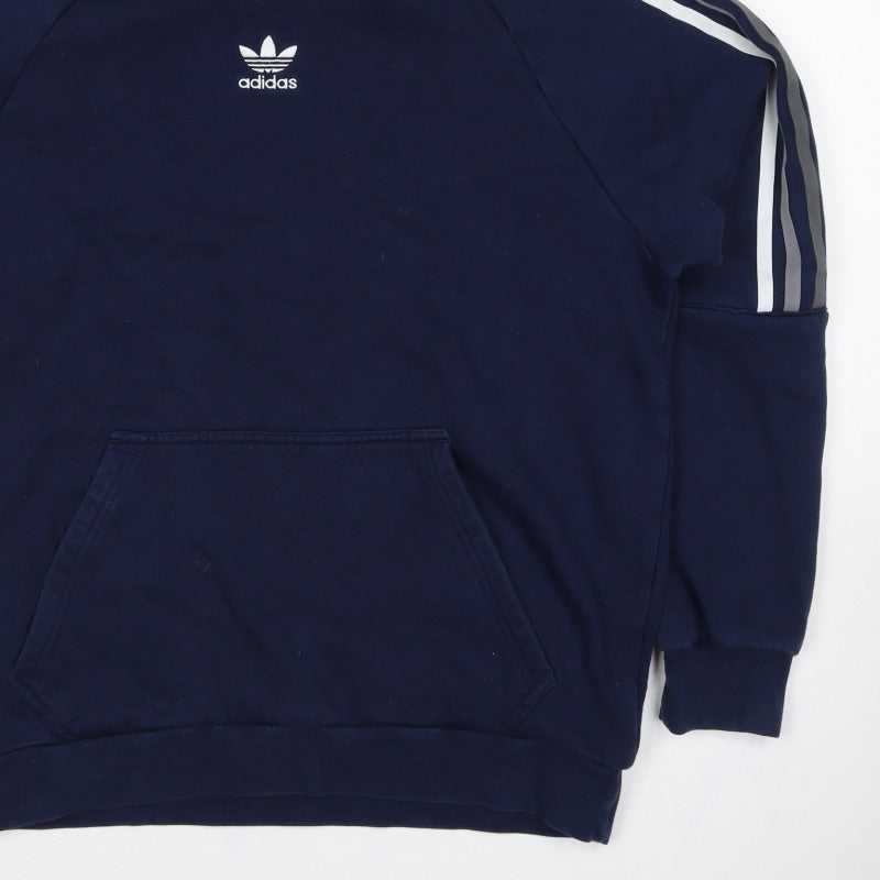 Adidas Women’s Blue M Trefoil 3 Stripe Pullover Hoodie