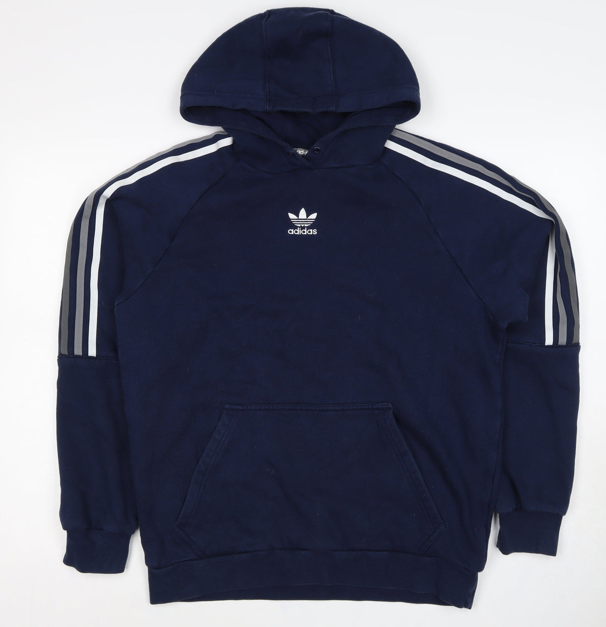 Adidas Women’s Blue M Trefoil 3 Stripe Pullover Hoodie