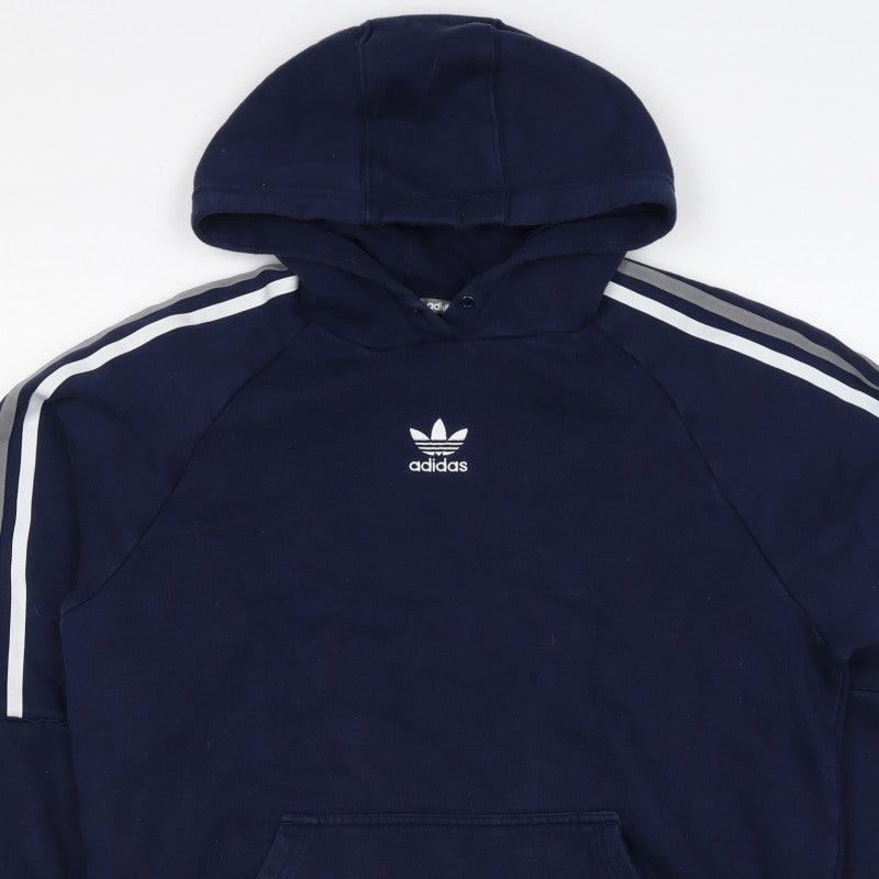 Adidas Women’s Blue M Trefoil 3 Stripe Pullover Hoodie