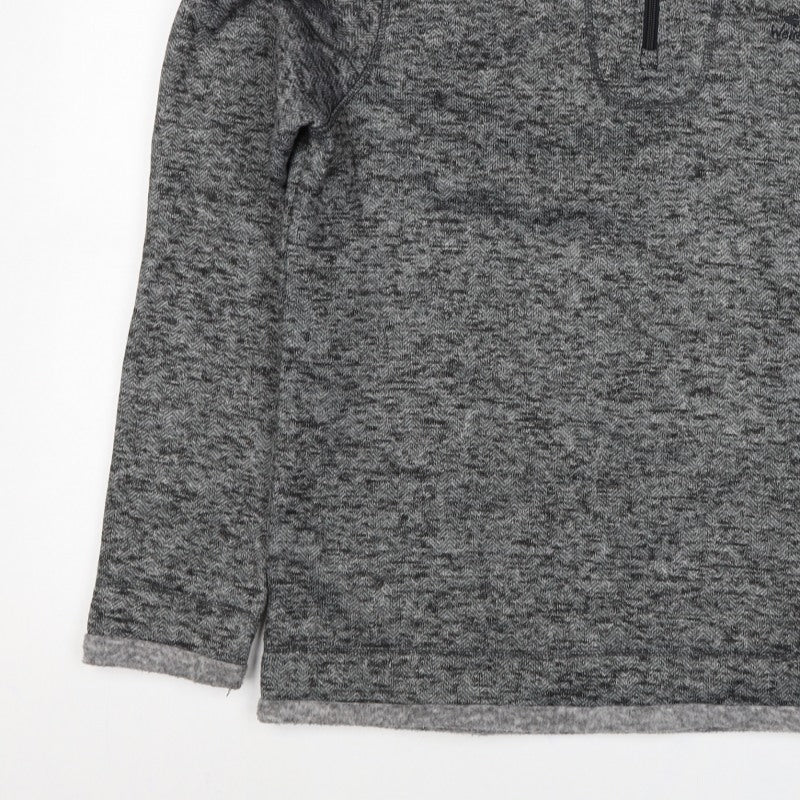 Weird Fish Women Grey L 1/4 Zip Fleece Jacket Herringbone Outdoor
