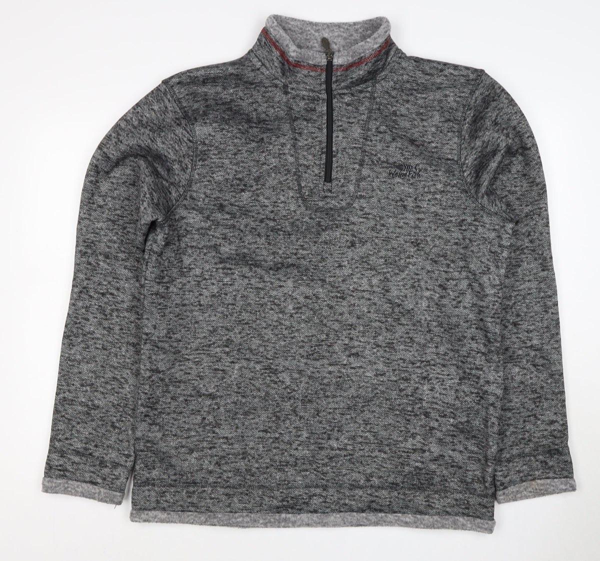 Weird Fish Women Grey L 1/4 Zip Fleece Jacket Herringbone Outdoor