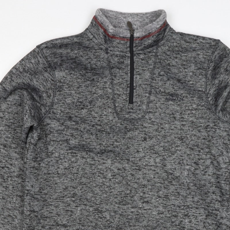 Weird Fish Women Grey L 1/4 Zip Fleece Jacket Herringbone Outdoor
