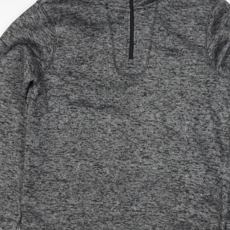 Weird Fish Women Grey L 1/4 Zip Fleece Jacket Herringbone Outdoor