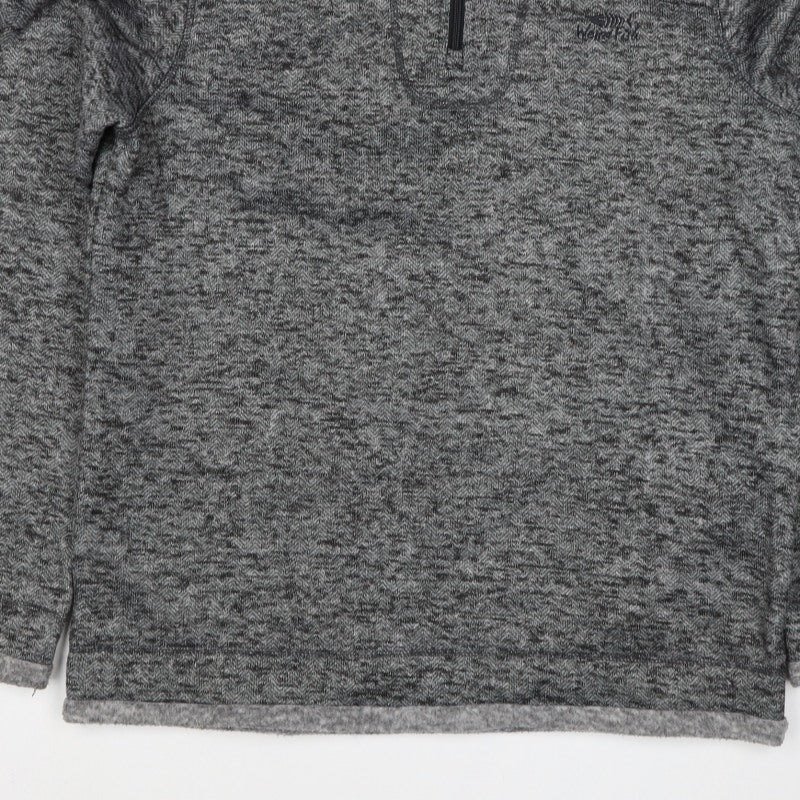 Weird Fish Women Grey L 1/4 Zip Fleece Jacket Herringbone Outdoor