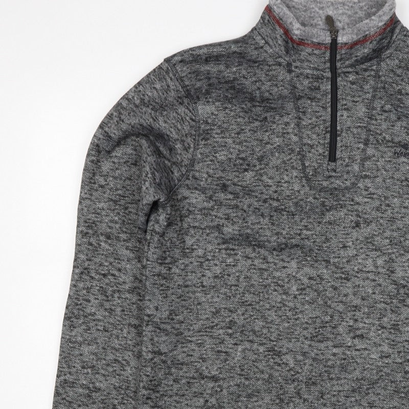 Weird Fish Women Grey L 1/4 Zip Fleece Jacket Herringbone Outdoor