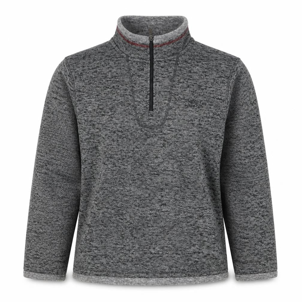 Weird Fish Women Grey L 1/4 Zip Fleece Jacket Herringbone Outdoor