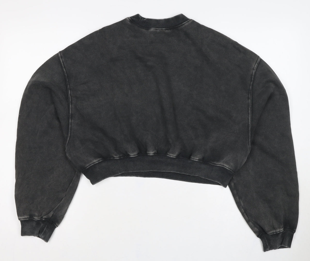 H&M Women’s Black Washed Oversized Pullover Sweatshirt L Crew Neck