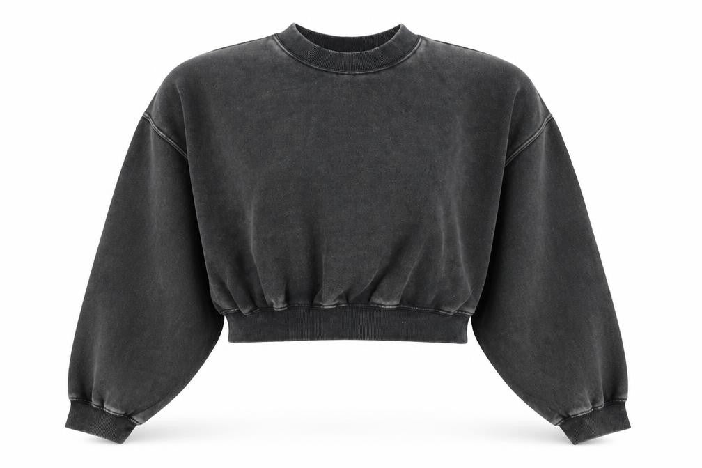 H&M Women’s Black Washed Oversized Pullover Sweatshirt L Crew Neck