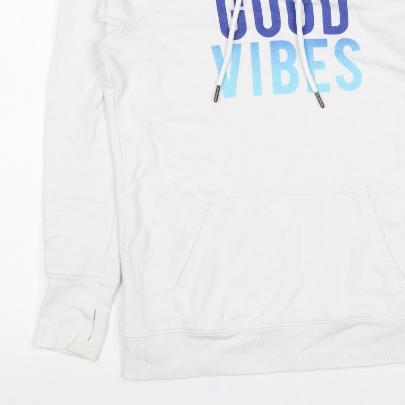 GapFit Women’s White S Good Vibes Pullover Hoodie Graphic Logo