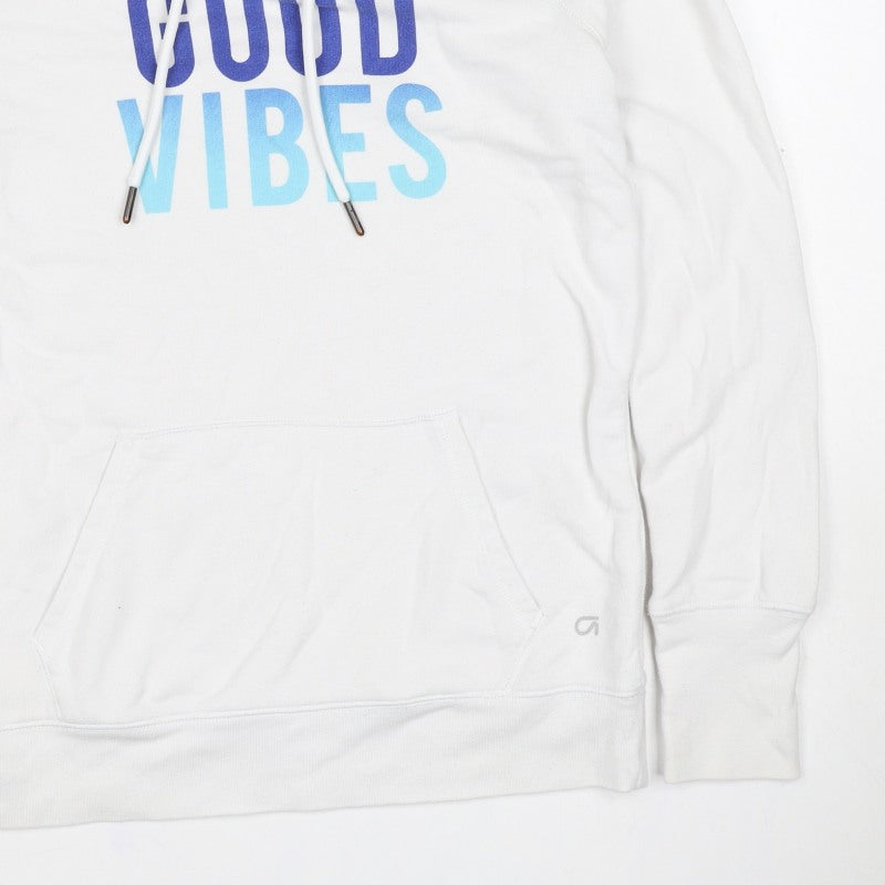 GapFit Women’s White S Good Vibes Pullover Hoodie Graphic Logo