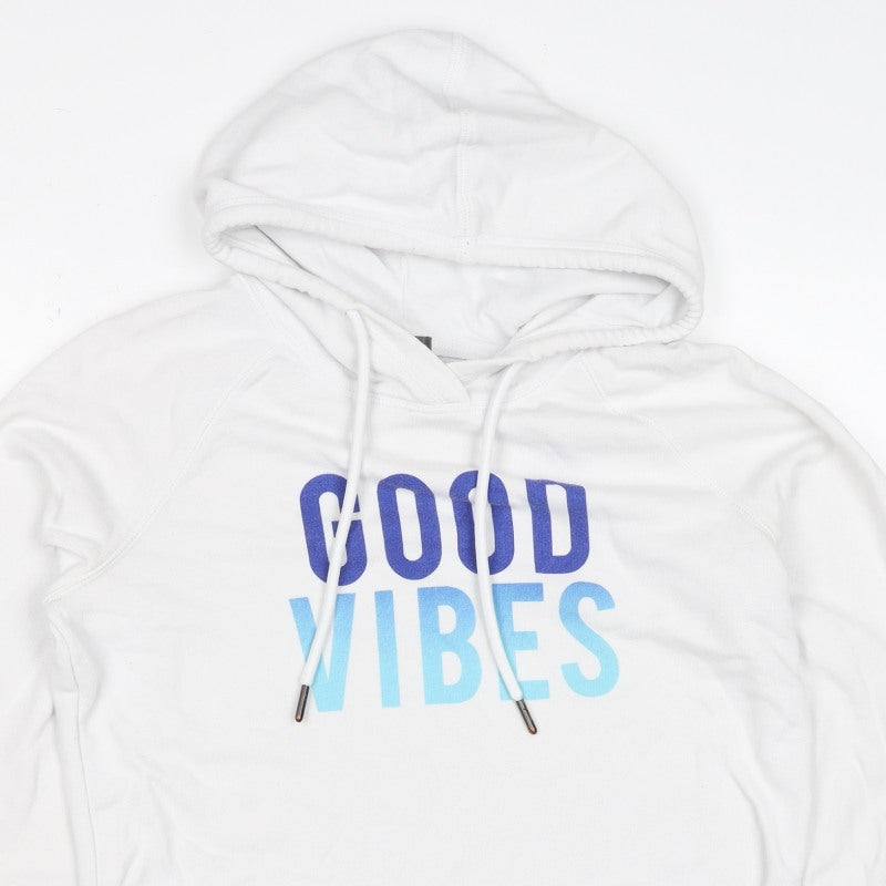 GapFit Women’s White S Good Vibes Pullover Hoodie Graphic Logo