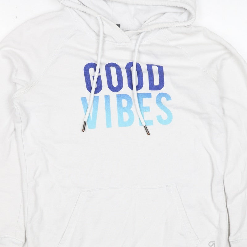 GapFit Women’s White S Good Vibes Pullover Hoodie Graphic Logo