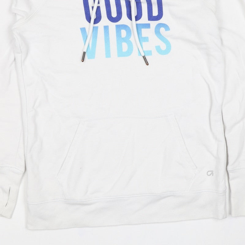 GapFit Women’s White S Good Vibes Pullover Hoodie Graphic Logo