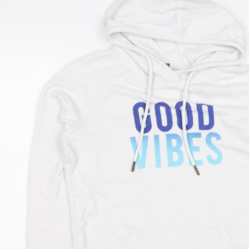 GapFit Women’s White S Good Vibes Pullover Hoodie Graphic Logo