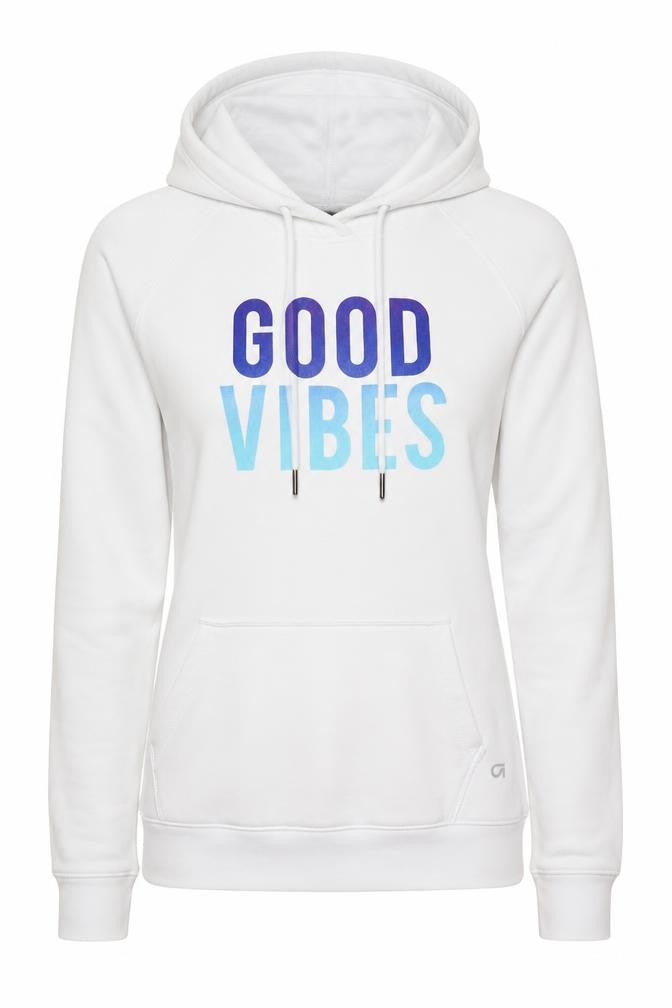 GapFit Women’s White S Good Vibes Pullover Hoodie Graphic Logo