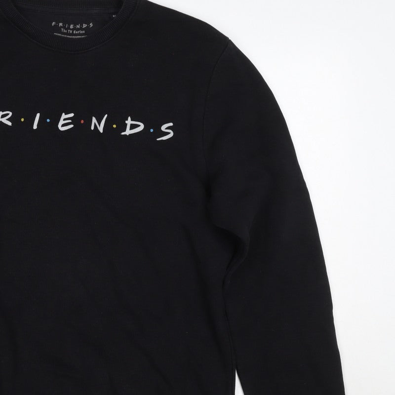 Friends The TV Series Women's Black M Logo Crew Neck Pullover Sweatshirt