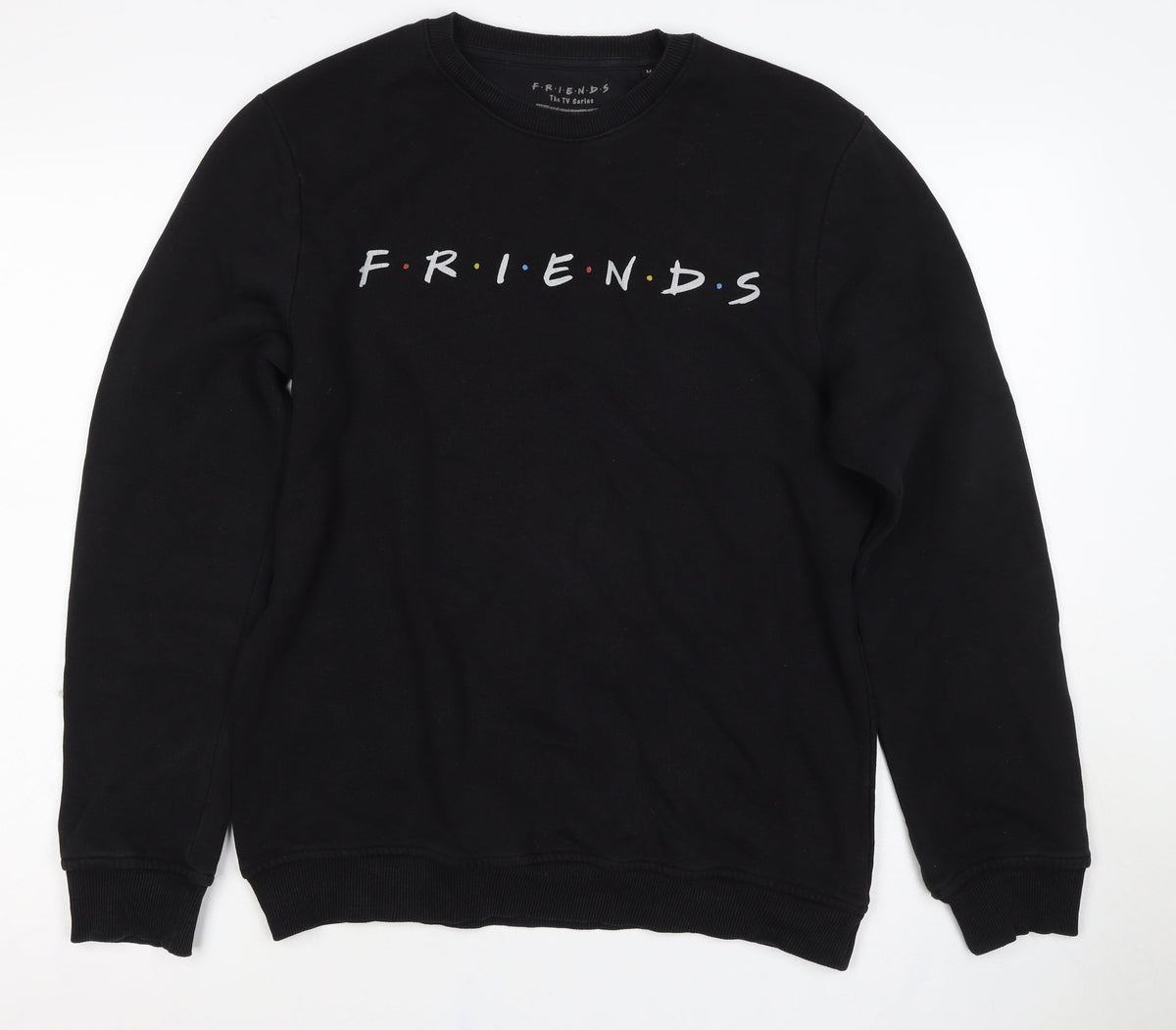 Friends The TV Series Women's Black M Logo Crew Neck Pullover Sweatshirt