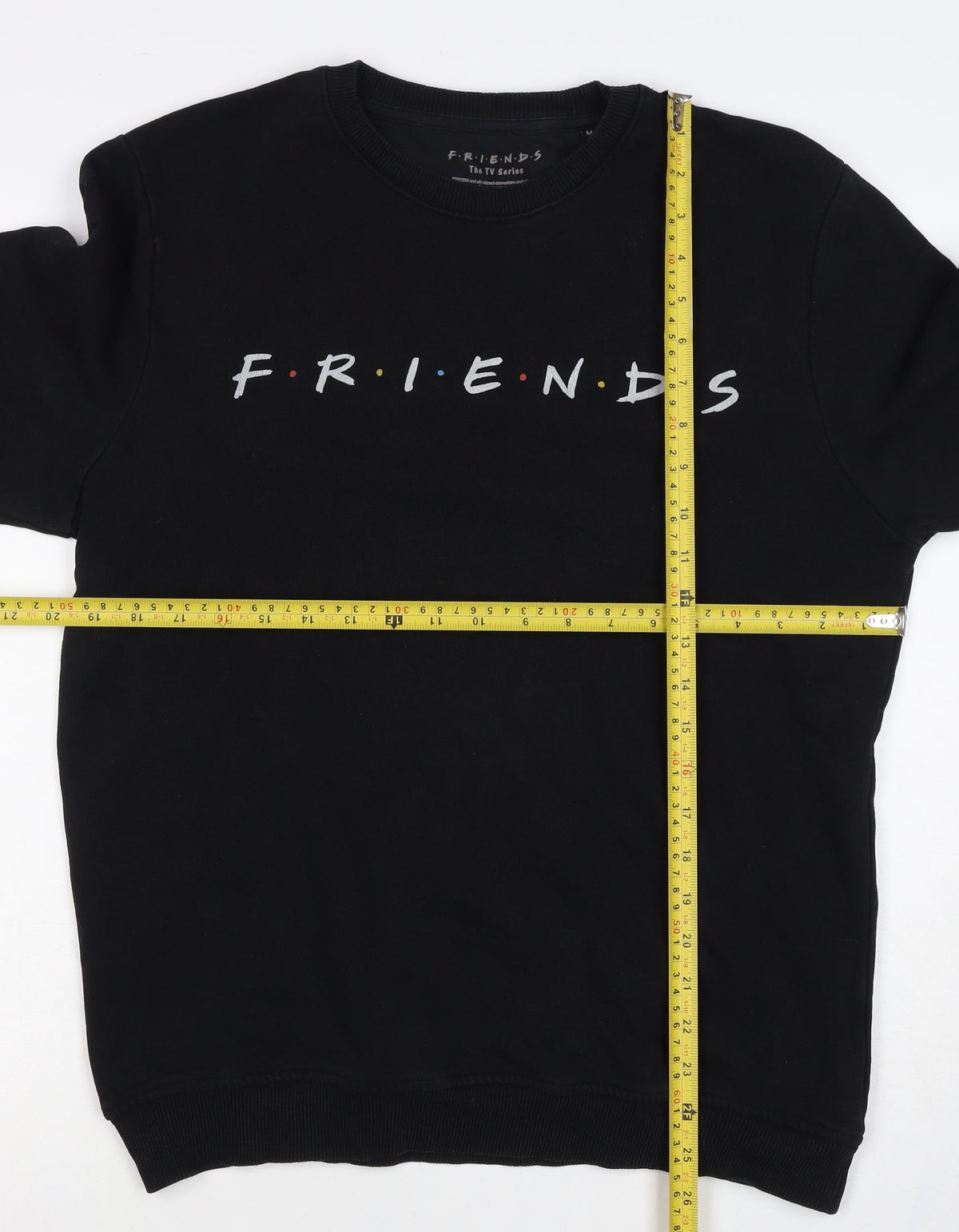 Friends The TV Series Women's Black M Logo Crew Neck Pullover Sweatshirt