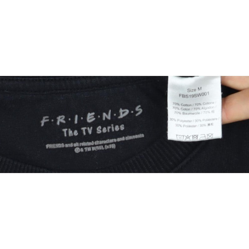 Friends The TV Series Women's Black M Logo Crew Neck Pullover Sweatshirt