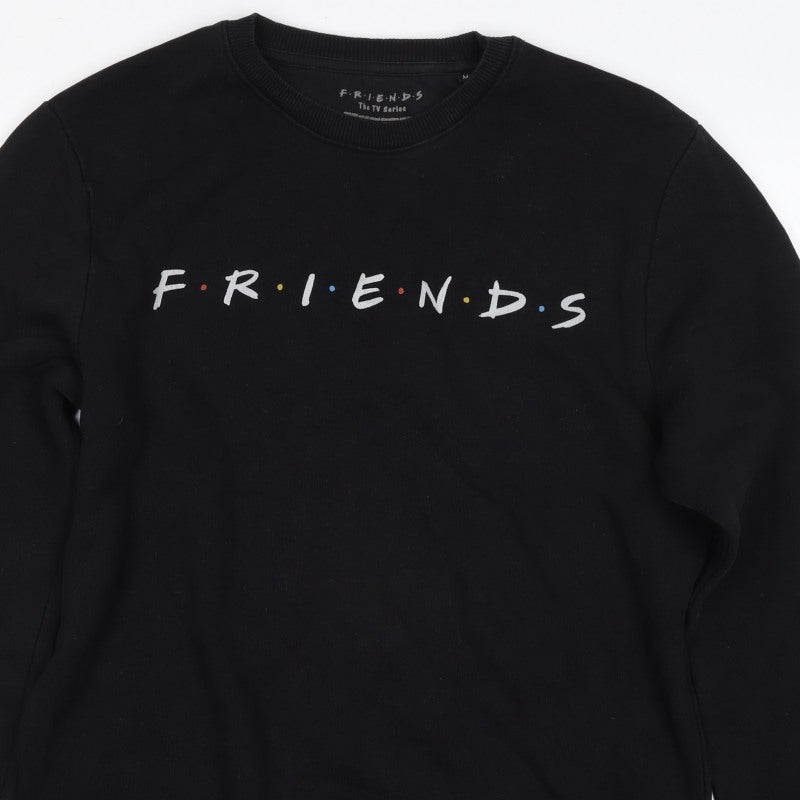 Friends The TV Series Women's Black M Logo Crew Neck Pullover Sweatshirt