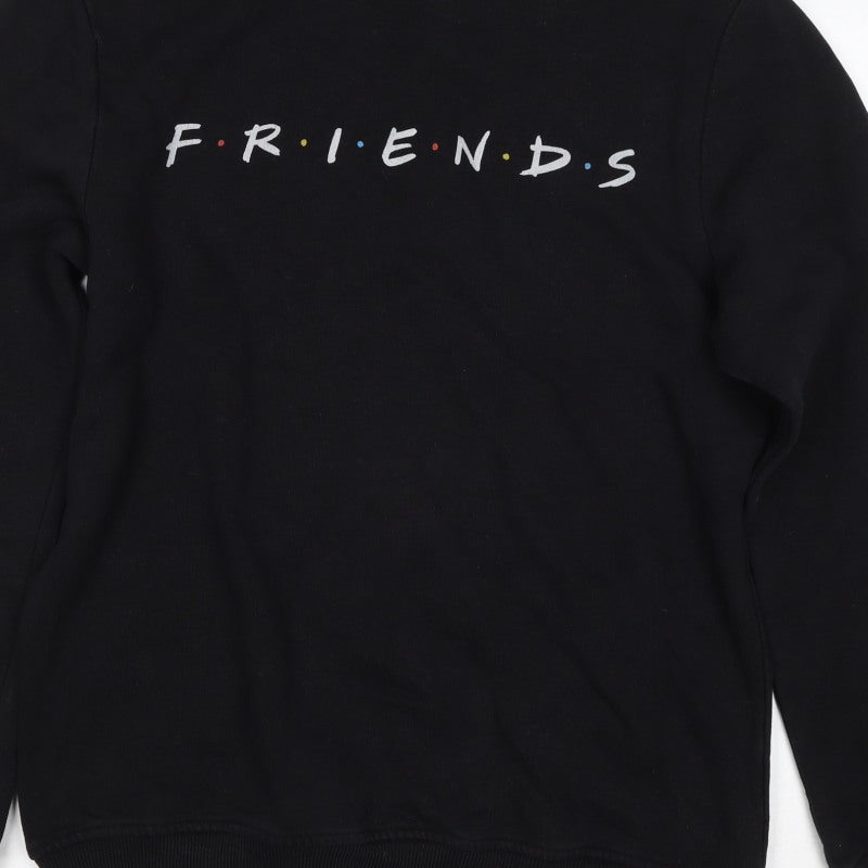 Friends The TV Series Women's Black M Logo Crew Neck Pullover Sweatshirt