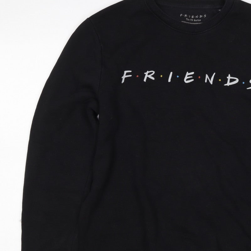 Friends The TV Series Women's Black M Logo Crew Neck Pullover Sweatshirt