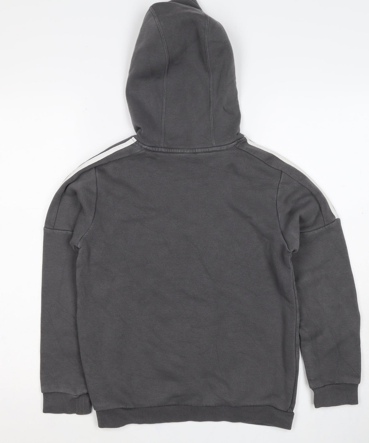adidas Boys Grey 11-12 Years Pullover Hoodie Logo Pockets