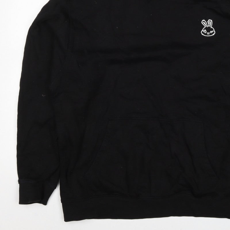 Sneak Men’s Black XL Pullover Hoodie Graphic Print Organic Cotton