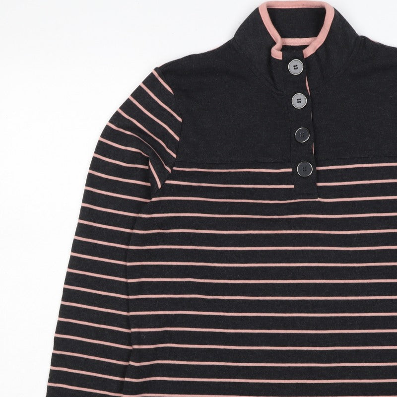 Penny Plain Women's Black Pink Stripe Size 16 Henley Button Sweatshirt