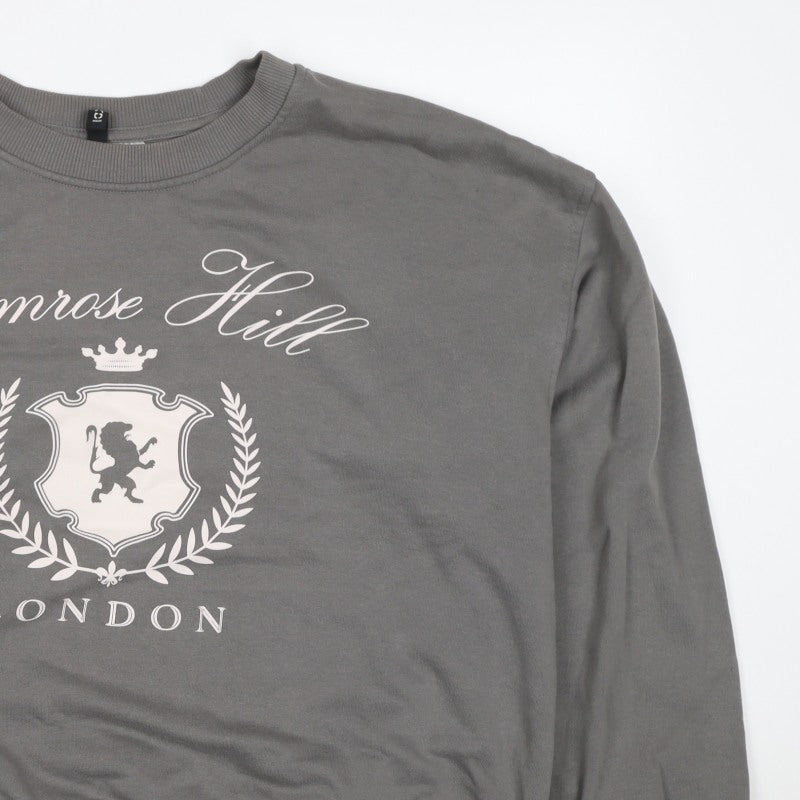 H&M Women Grey M Primrose Hill London Graphic Crew Sweatshirt