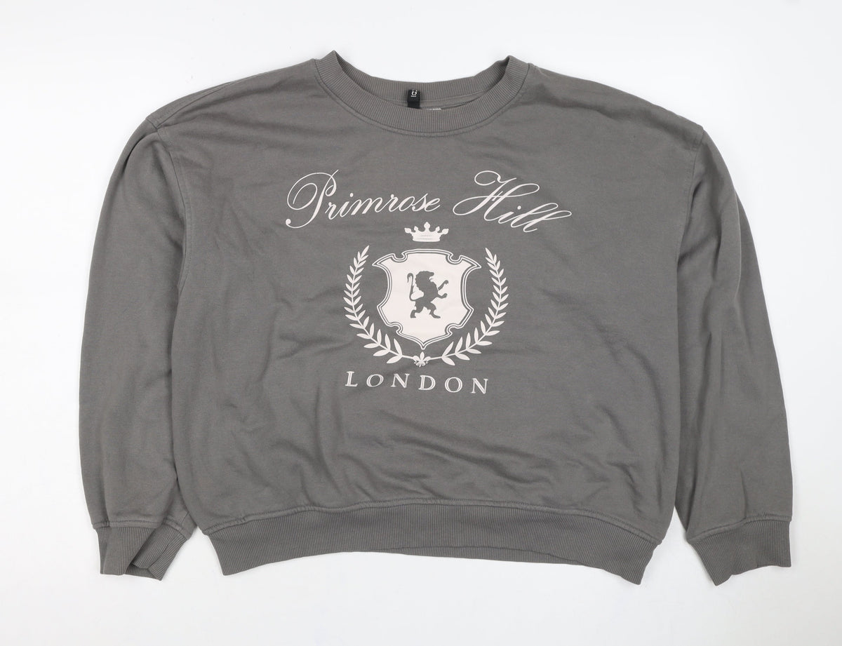 H&M Women Grey M Primrose Hill London Graphic Crew Sweatshirt