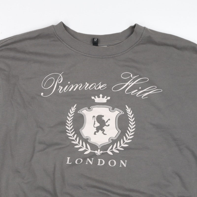 H&M Women Grey M Primrose Hill London Graphic Crew Sweatshirt