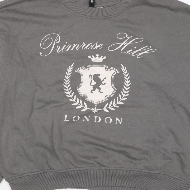 H&M Women Grey M Primrose Hill London Graphic Crew Sweatshirt