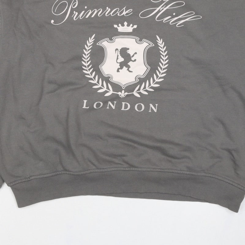 H&M Women Grey M Primrose Hill London Graphic Crew Sweatshirt