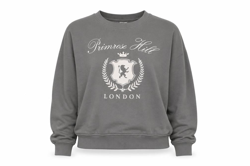 H&M Women Grey M Primrose Hill London Graphic Crew Sweatshirt