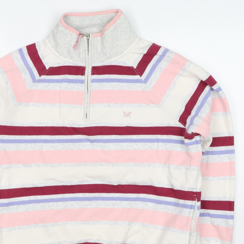 Crew Clothing Company Women's Multicoloured UK 12 Striped 1/4 Zip Sweatshirt