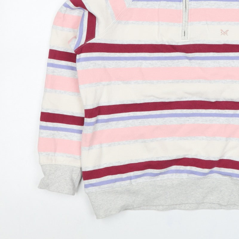 Crew Clothing Company Women's Multicoloured UK 12 Striped 1/4 Zip Sweatshirt