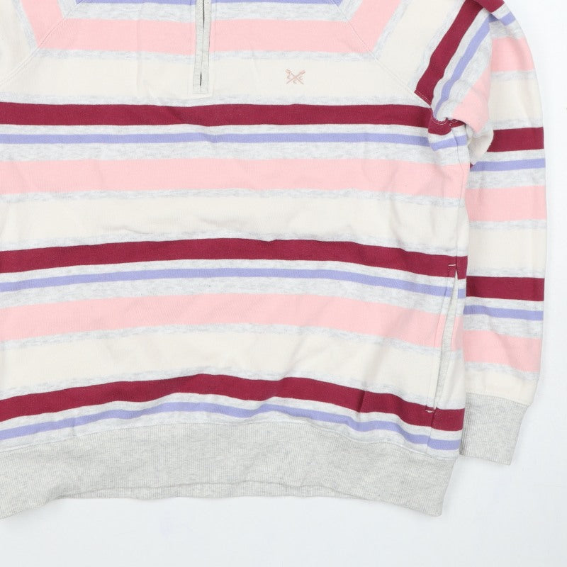 Crew Clothing Company Women's Multicoloured UK 12 Striped 1/4 Zip Sweatshirt