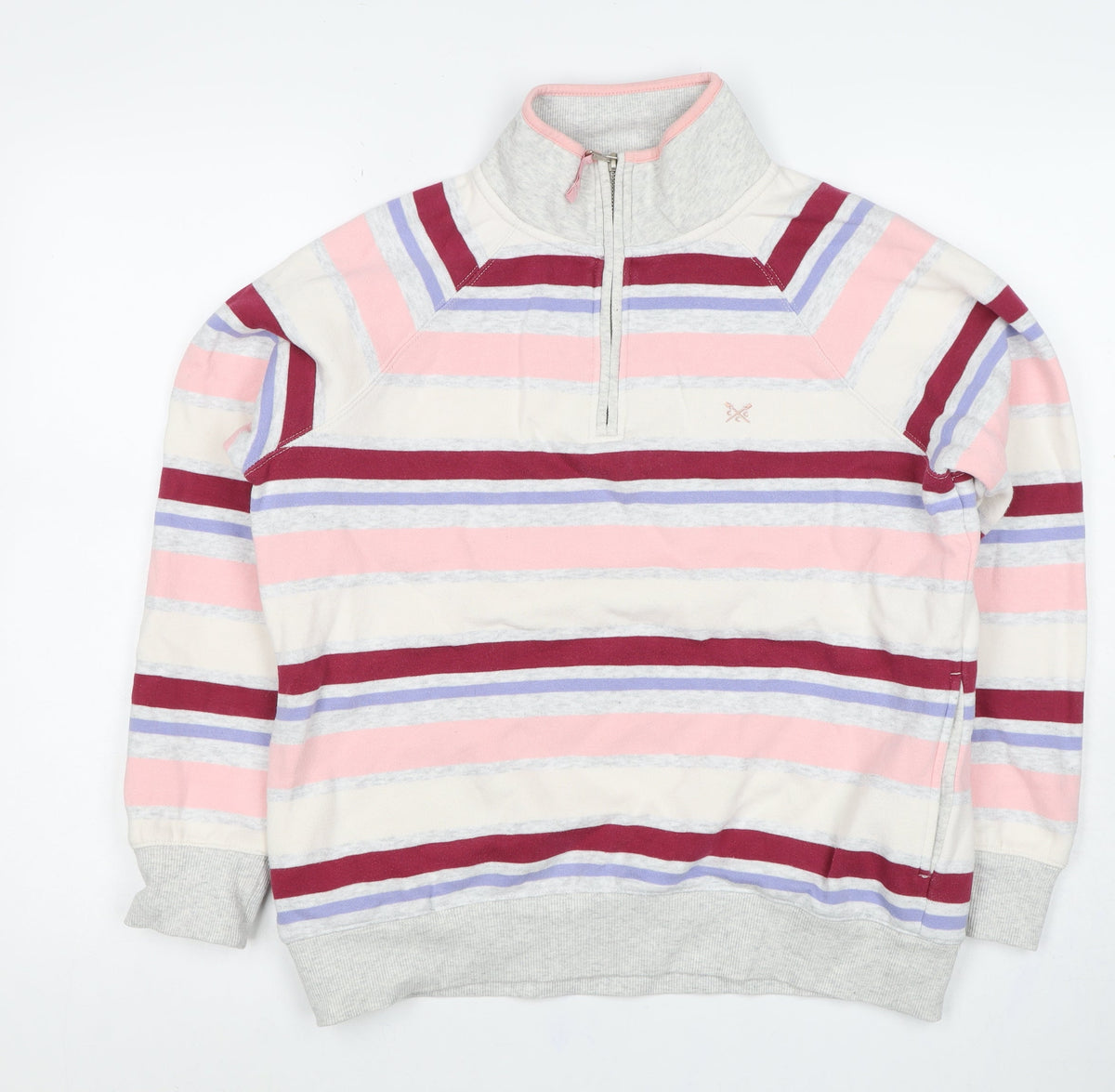 Crew Clothing Company Women's Multicoloured UK 12 Striped 1/4 Zip Sweatshirt