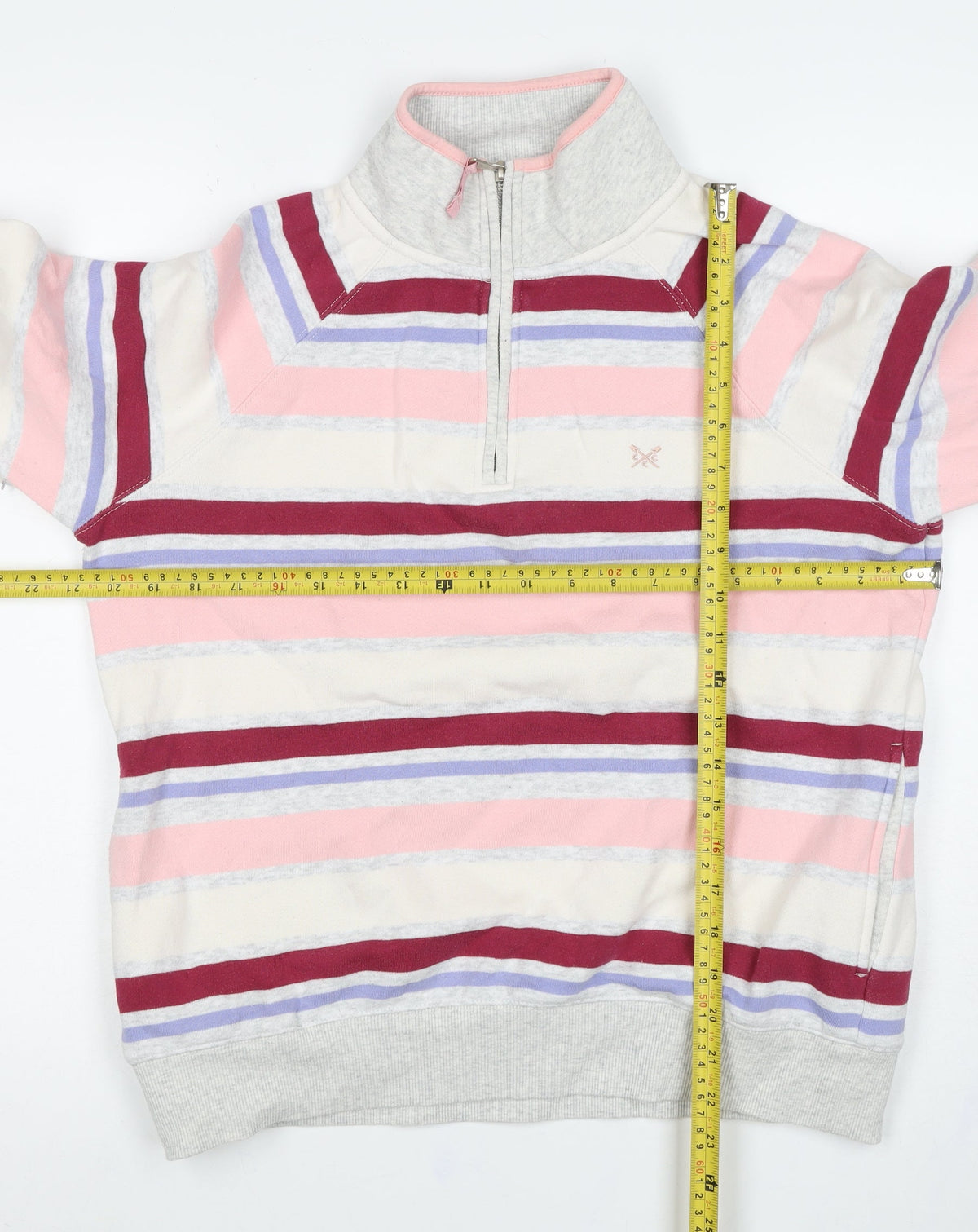 Crew Clothing Company Women's Multicoloured UK 12 Striped 1/4 Zip Sweatshirt