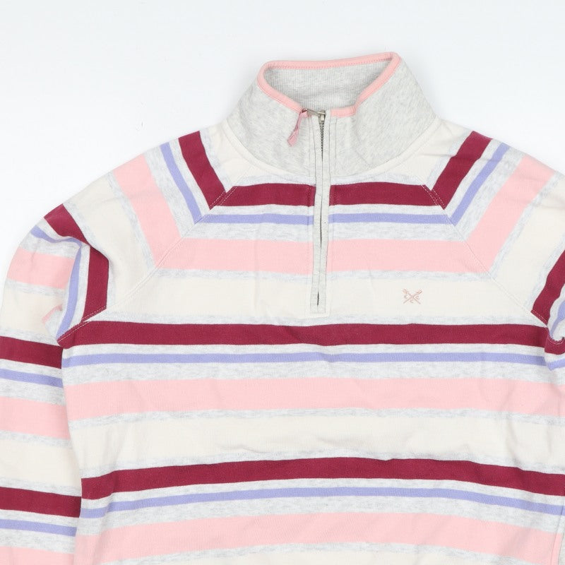 Crew Clothing Company Women's Multicoloured UK 12 Striped 1/4 Zip Sweatshirt