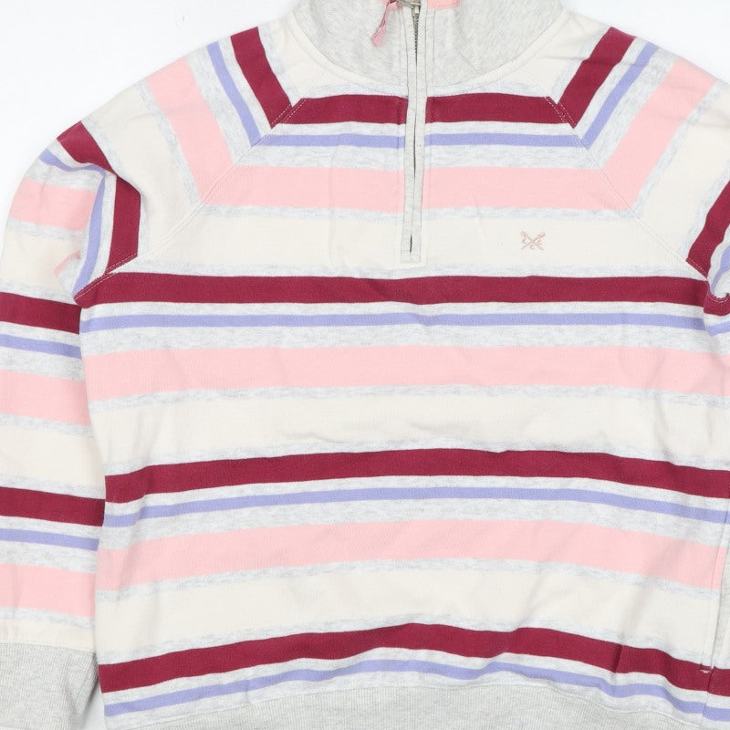 Crew Clothing Company Women's Multicoloured UK 12 Striped 1/4 Zip Sweatshirt